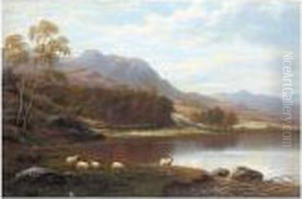 Loughrigg From Rydal Lake, Westmoreland Oil Painting by William Mellor