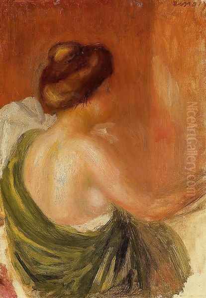 Seated Woman In A Green Robe Oil Painting by Pierre Auguste Renoir