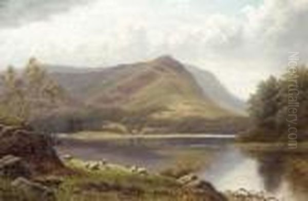 Grasmere Lake From Loughrigg Oil Painting by William Mellor