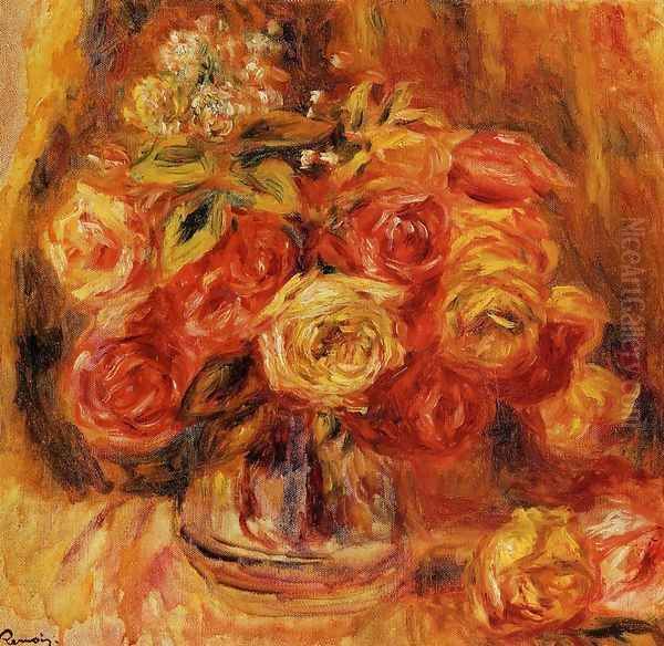 Roses In A Vase5 Oil Painting by Pierre Auguste Renoir