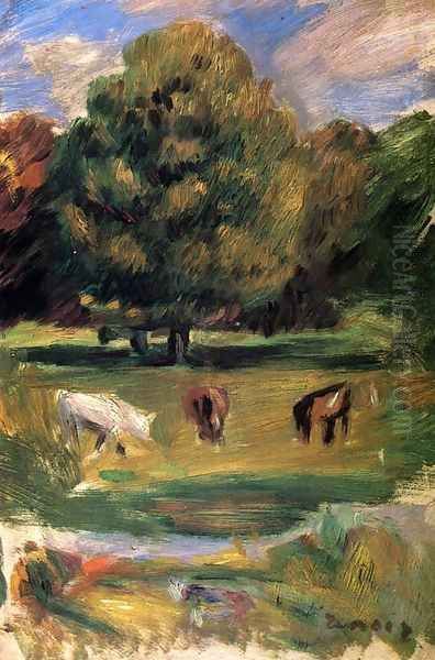 Landscape With Horses Oil Painting by Pierre Auguste Renoir