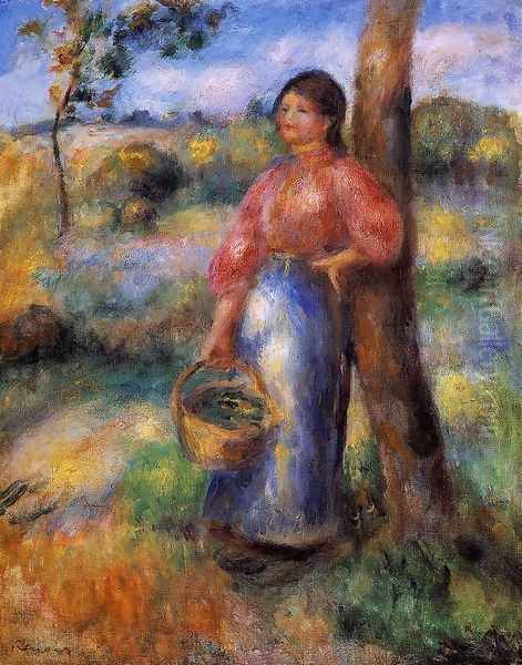 The Shepherdess Oil Painting by Pierre Auguste Renoir