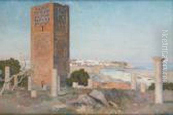 La Tour Hassan A Rabat Oil Painting by Emile Rene Menard