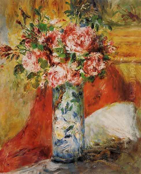 Roses In A Vase Oil Painting by Pierre Auguste Renoir