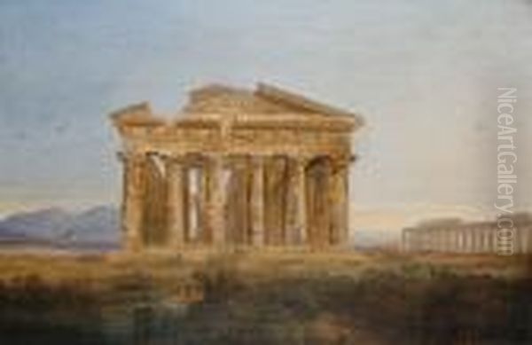 The Temples At Paestum Oil Painting by Emile Rene Menard