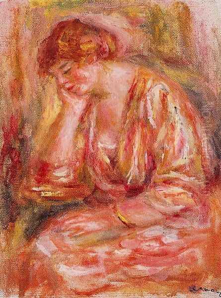 Woman Leaning On Her Elbow Oil Painting by Pierre Auguste Renoir