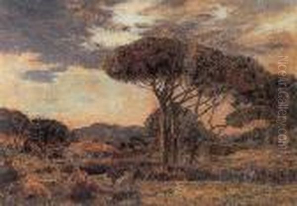 Idyllic Landscape Oil Painting by Emile Rene Menard