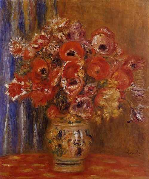 Vase Of Tulips And Anemones Oil Painting by Pierre Auguste Renoir