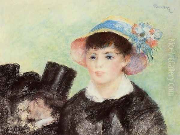 Young Woman in a Straw Hat Oil Painting by Pierre Auguste Renoir