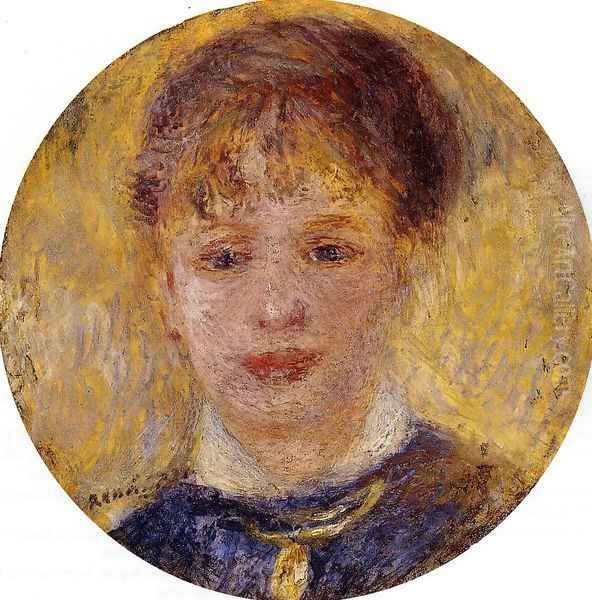 Womans Head Oil Painting by Pierre Auguste Renoir