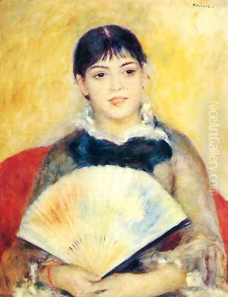 Woman With A Fan2 Oil Painting by Pierre Auguste Renoir