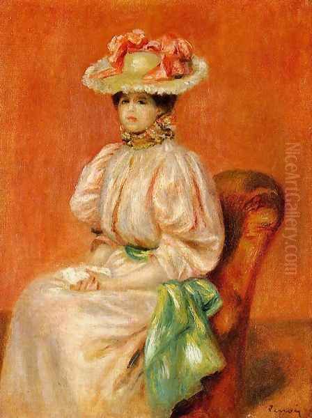 Seated Woman With Green Sash Oil Painting by Pierre Auguste Renoir