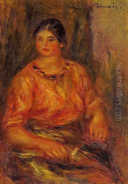 Woman In A Red Blouse2 Oil Painting by Pierre Auguste Renoir