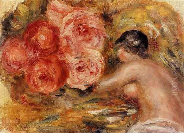 Roses And Study Of Gabrielle Oil Painting by Pierre Auguste Renoir