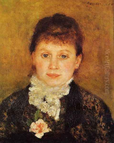 Woman Wearing White Frills Oil Painting by Pierre Auguste Renoir