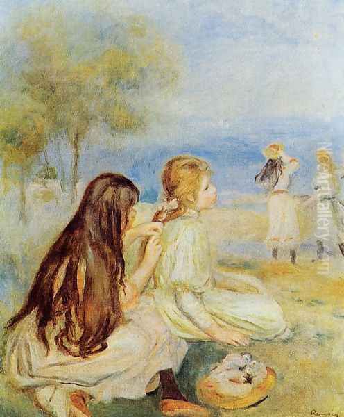 Young Girls By The Sea 2 Oil Painting by Pierre Auguste Renoir