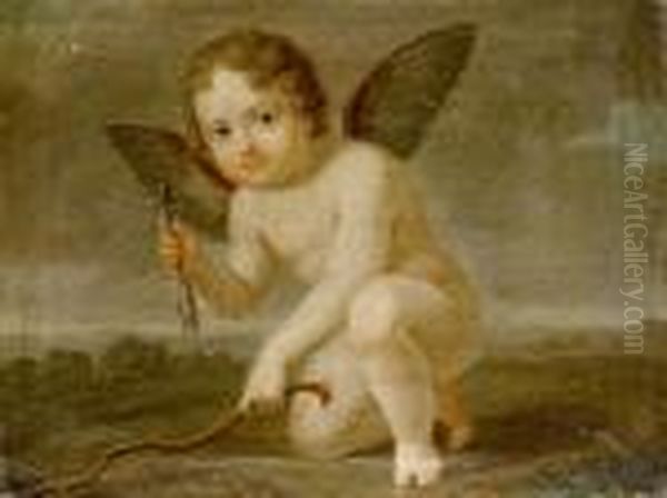 Cupid With His Bow Oil Painting by Anton Raphael Mengs