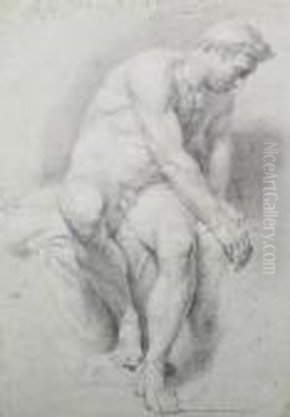 Male Nude Study Oil Painting by Anton Raphael Mengs