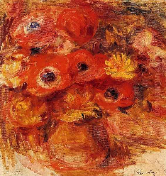 Vase Of Anemones Oil Painting by Pierre Auguste Renoir