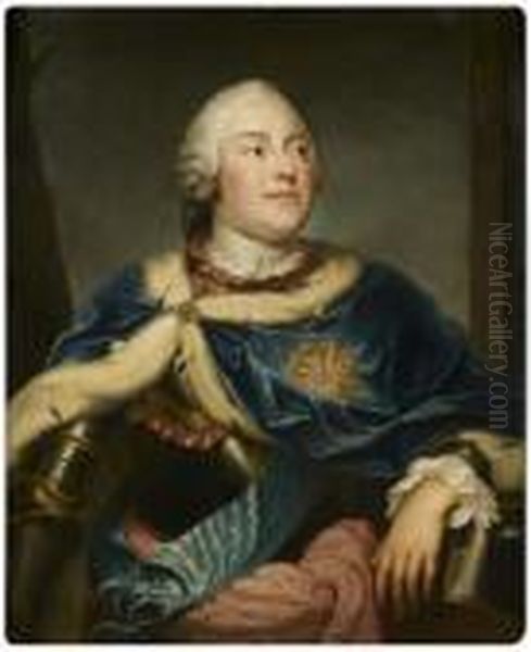 Portrait De Frederic Iv De Saxe Oil Painting by Anton Raphael Mengs