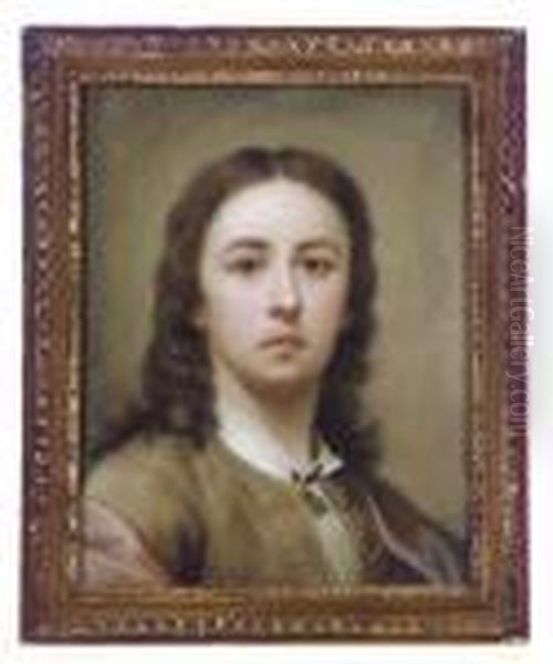 Self-portrait As A Young Man, Bust-length, In A Brown Coat Oil Painting by Anton Raphael Mengs