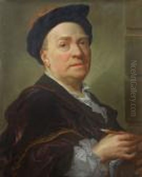 Portrait Des Franzosischen Hofmalers Louis De Sylvestre Am Sachsischen Hof Oil Painting by Anton Raphael Mengs