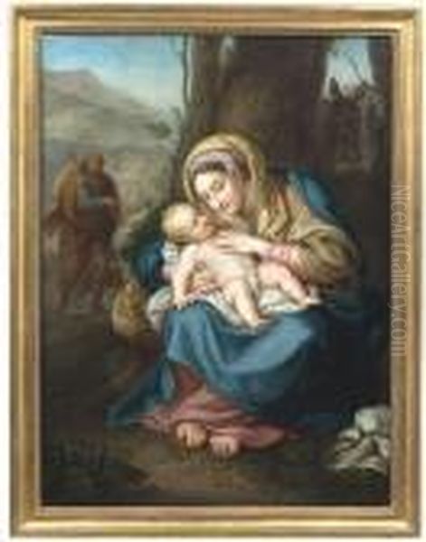 Raphael . Rest On The Flight Into Egypt Oil Painting by Anton Raphael Mengs