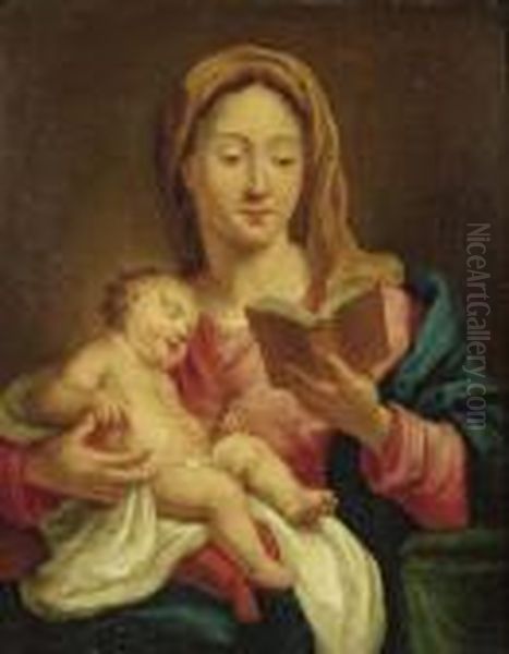 Madonna And Child With Book. Oil Painting by Anton Raphael Mengs