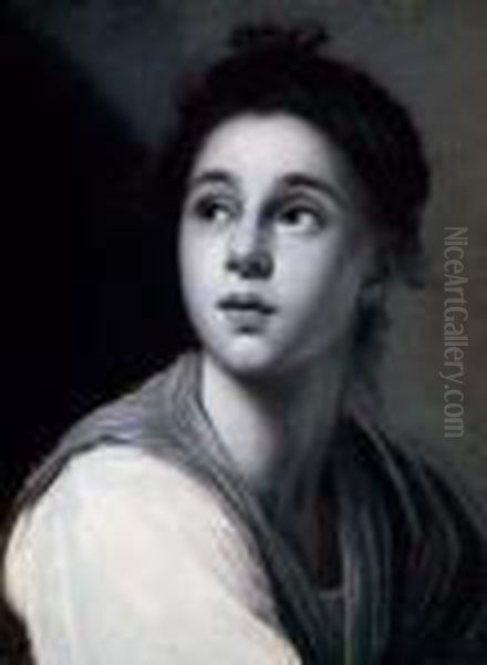 A Young Woman, En Grisaille Oil Painting by Anton Raphael Mengs