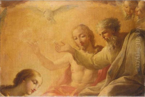 The Virgin Before The Holy Trinity Oil Painting by Anton Raphael Mengs