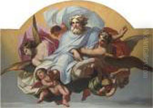 God The Father With Angels And Cherubs Oil Painting by Anton Raphael Mengs