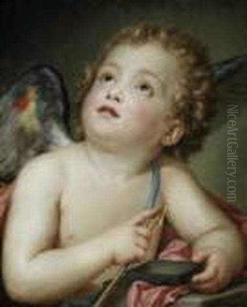 Amor Den Pfeil Schleifend. Oil Painting by Anton Raphael Mengs