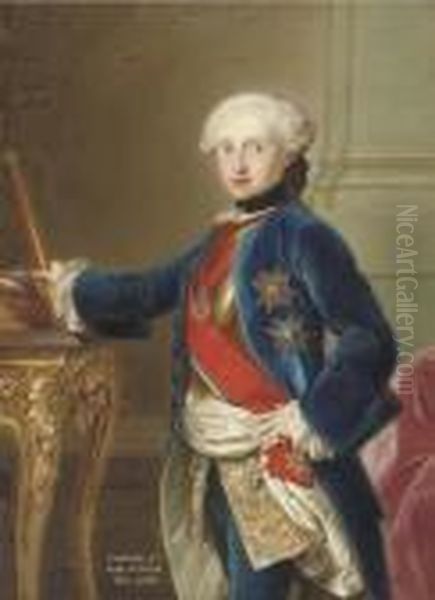 Portrait Of King Charles Iii Of Spain (1716-88) Oil Painting by Anton Raphael Mengs