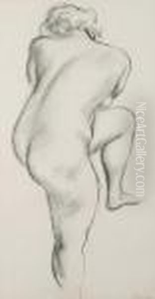 Study Of Female Nude Oil Painting by Bernard Meninsky