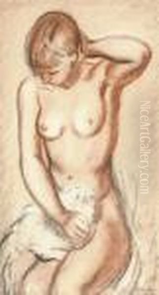 Seated Nude Oil Painting by Bernard Meninsky