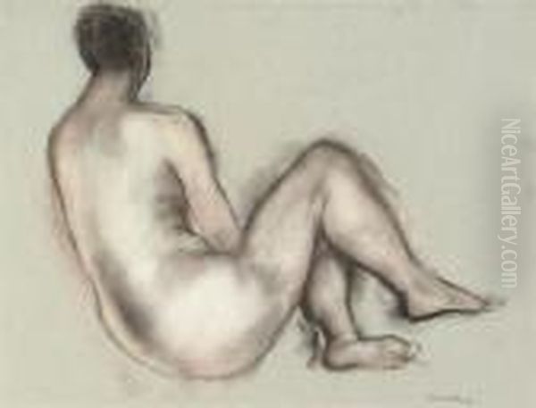 Seated Nude Oil Painting by Bernard Meninsky