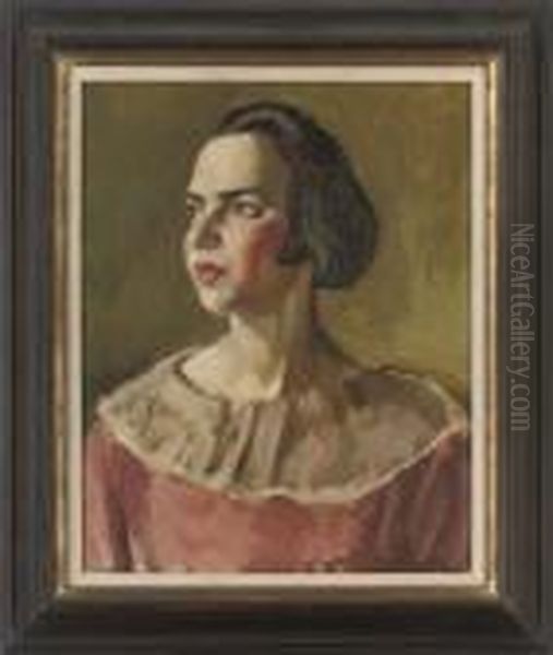 Portrait Of Nerna, The Artist's Sister Oil Painting by Bernard Meninsky