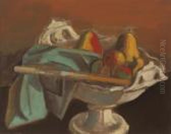 Still Life With Fruit Oil Painting by Bernard Meninsky