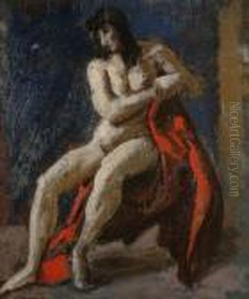 Seated Nude Oil Painting by Bernard Meninsky