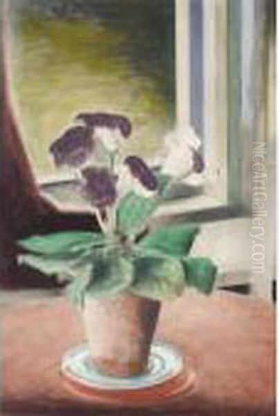 Still Life With African Violets by Bernard Meninsky