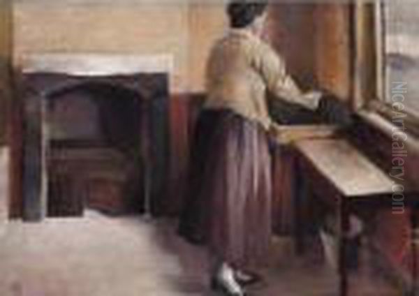 Woman At The Wash Stand by Bernard Meninsky