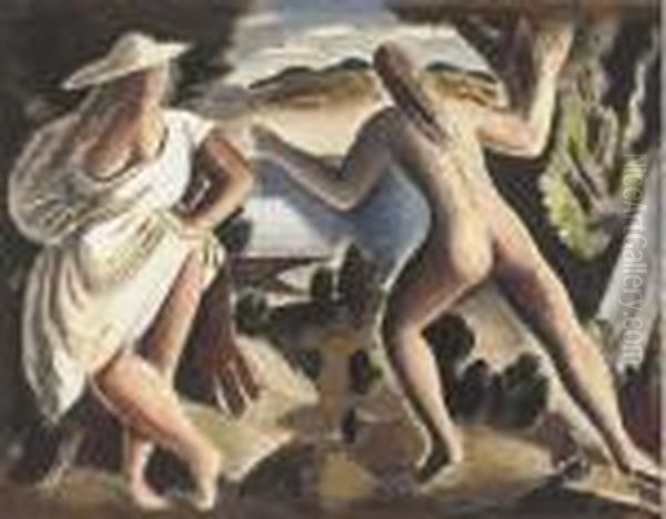 The Bathers Oil Painting by Bernard Meninsky