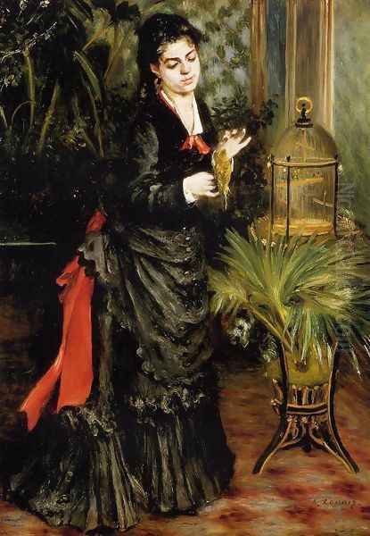 Woman With A Parrot Aka Henriette Darras Oil Painting by Pierre Auguste Renoir