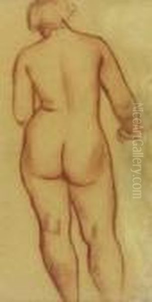 Female Nude From The Back Oil Painting by Bernard Meninsky