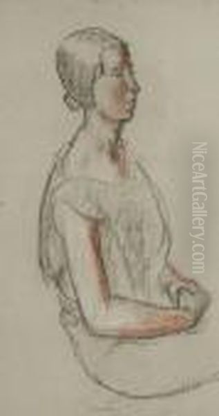 Study Of A Seated Lady Oil Painting by Bernard Meninsky