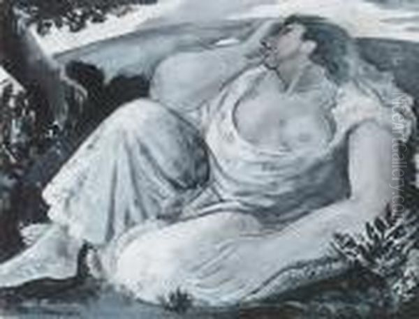 Reclining Female Oil Painting by Bernard Meninsky