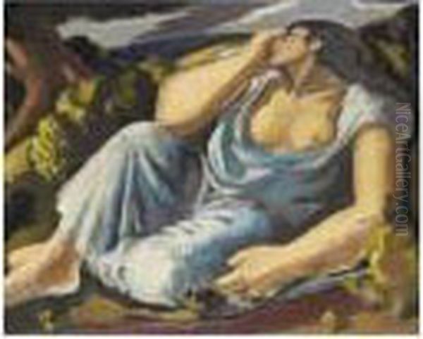 Reclining Woman Oil Painting by Bernard Meninsky