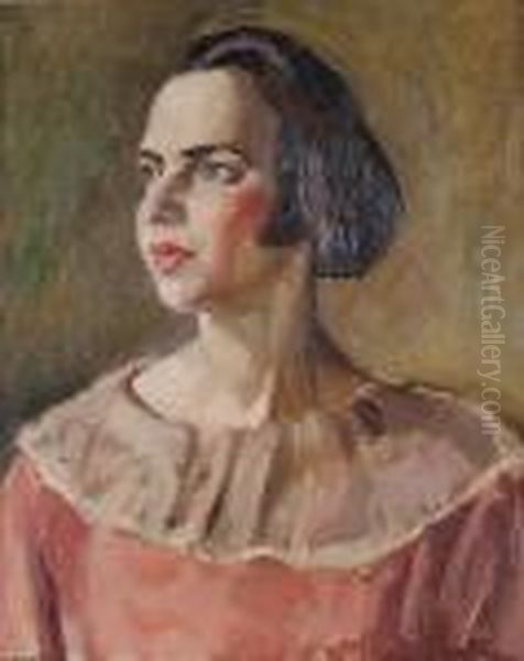 Portrait Of The Artist's Sister Oil Painting by Bernard Meninsky