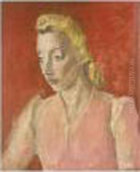 Girl With Golden Hair Oil Painting by Bernard Meninsky