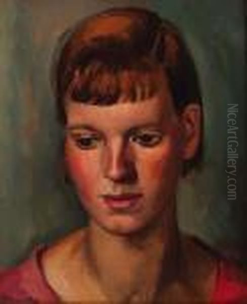 Head Of A Woman Oil Painting by Bernard Meninsky